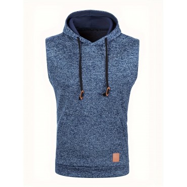 Elegant Hooded Mid Stretch Vest, Men's Casual Vintage Style Sleeveless Sweater Vest For Fall Winter Elegant Hooded Mid Stretch Vest, Men's Casual Vintage Style Sleeveless Sweater Vest For Fall Winter