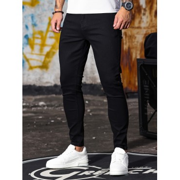 Men's Casual Skinny Jeans, Chic Street Style Medium Stretch Denim Pants Men's Casual Skinny Jeans, Chic Street Style Medium Stretch Denim Pants