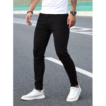 Chic Skinny Jeans, Men's Casual Street Style Distressed Stretch Denim Pants Chic Skinny Jeans, Men's Casual Street Style Distressed Stretch Denim Pants